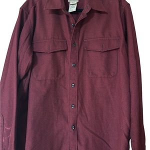 LL Bean Size Large Black and Red Houndstooth Check flannel Button Down Shirt